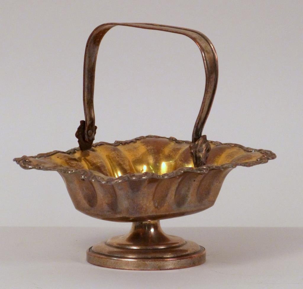 Silver on Copper Candy Basket: Russian, hallmarked, 6 T."