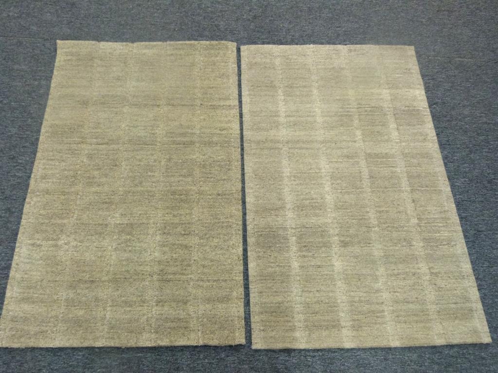 Pair of David Shaw Nicholls Pile Rugs 3' x 5': 'Badoura' pattern. Gray.