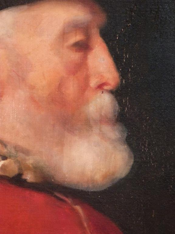 J. Greer - Dutch School- Portrait Military Figure: Oil on canvas, relined, mounted on foam core, 26 1/4 high X 19" wide (33'' X 22 1/2')"