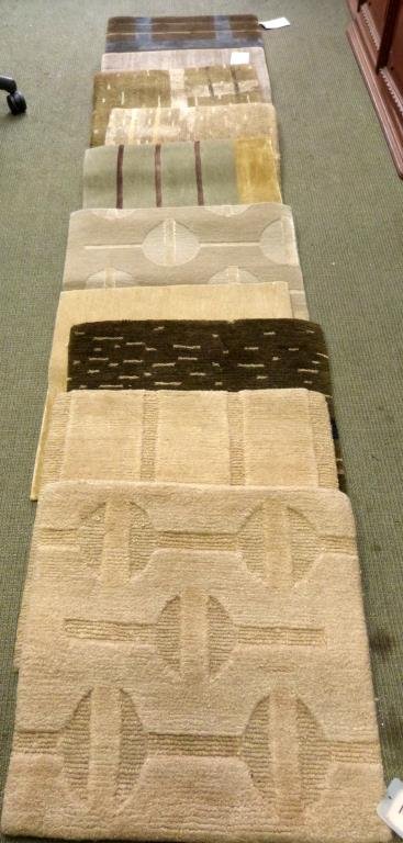 10 David Shaw Nicholls Small Rugs 2' x 2' ****: Cream, brown, blue, green, each approximately 2' x 2'. *** New pictures ***