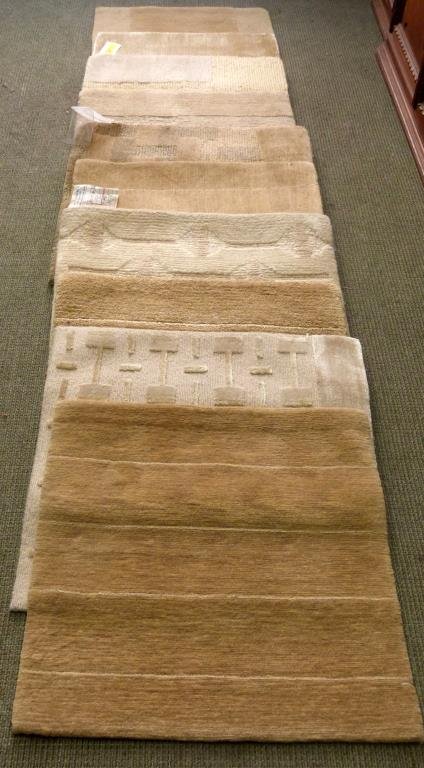 10 David Shaw Nicholls Small Rugs 2' x 2' ***: Cream, brown, blue, each approximately 2' x 2'. *** New pictures ***