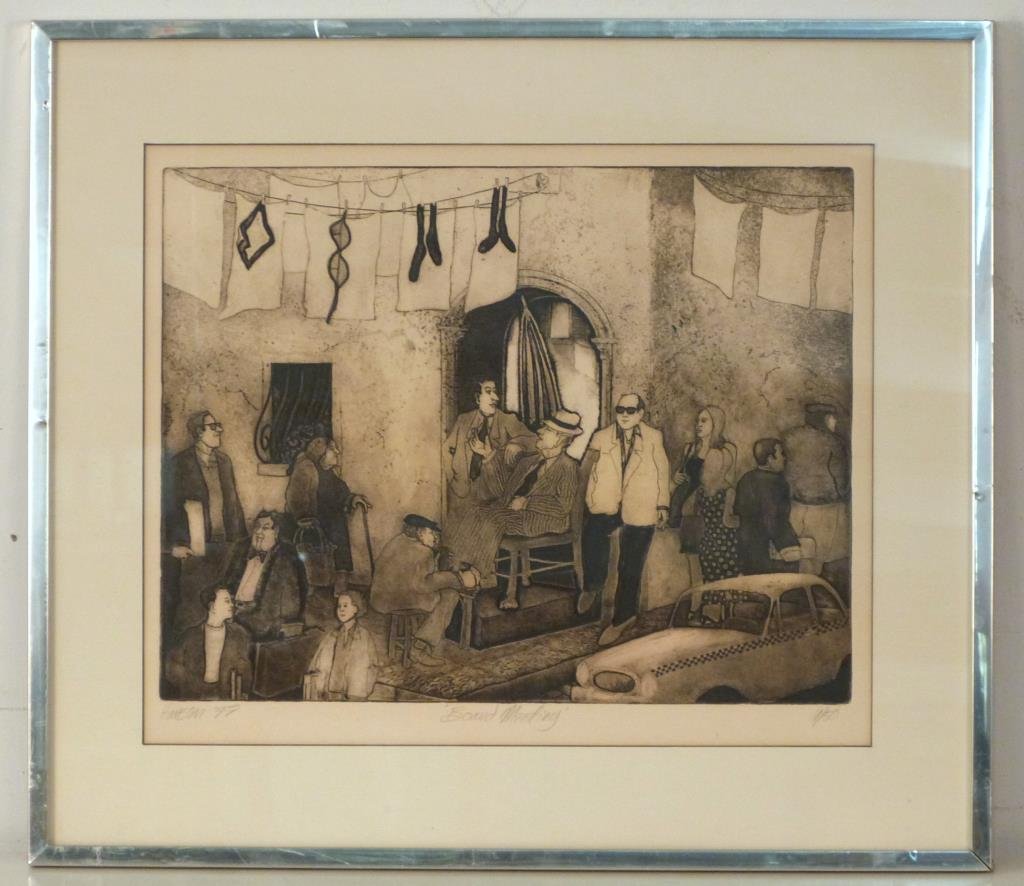 Art Hansen - Lithograph: "Board Meeting", 11/50, sll, 14" H x 17 1/2" W (22" x 25").