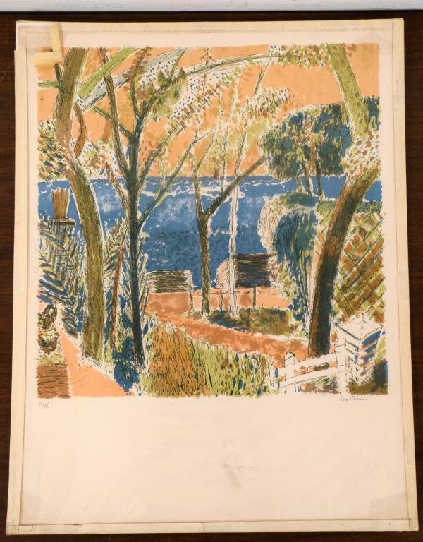 Guy BARDONE (French, b. 1927) - Lithograph: "Arcachon," lithograph, slr, 45/75, in sealed sleeve with David Findlay label on verso, image: 18 1/4" H x 17 3/4" W; sheet: 26" H x 20 1/4", staining upper left corner of sheet.