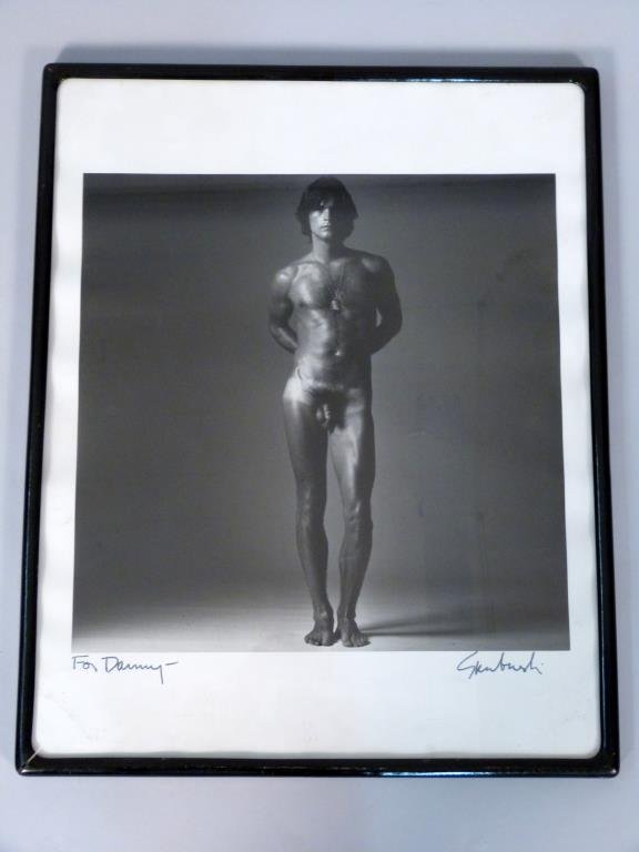 Victor Skrebneski - Black and White Photograph: Unknown male nude, signed lower right, dedicated lower left "For Danny" 14" H x 14" W (21" H x 17"W)