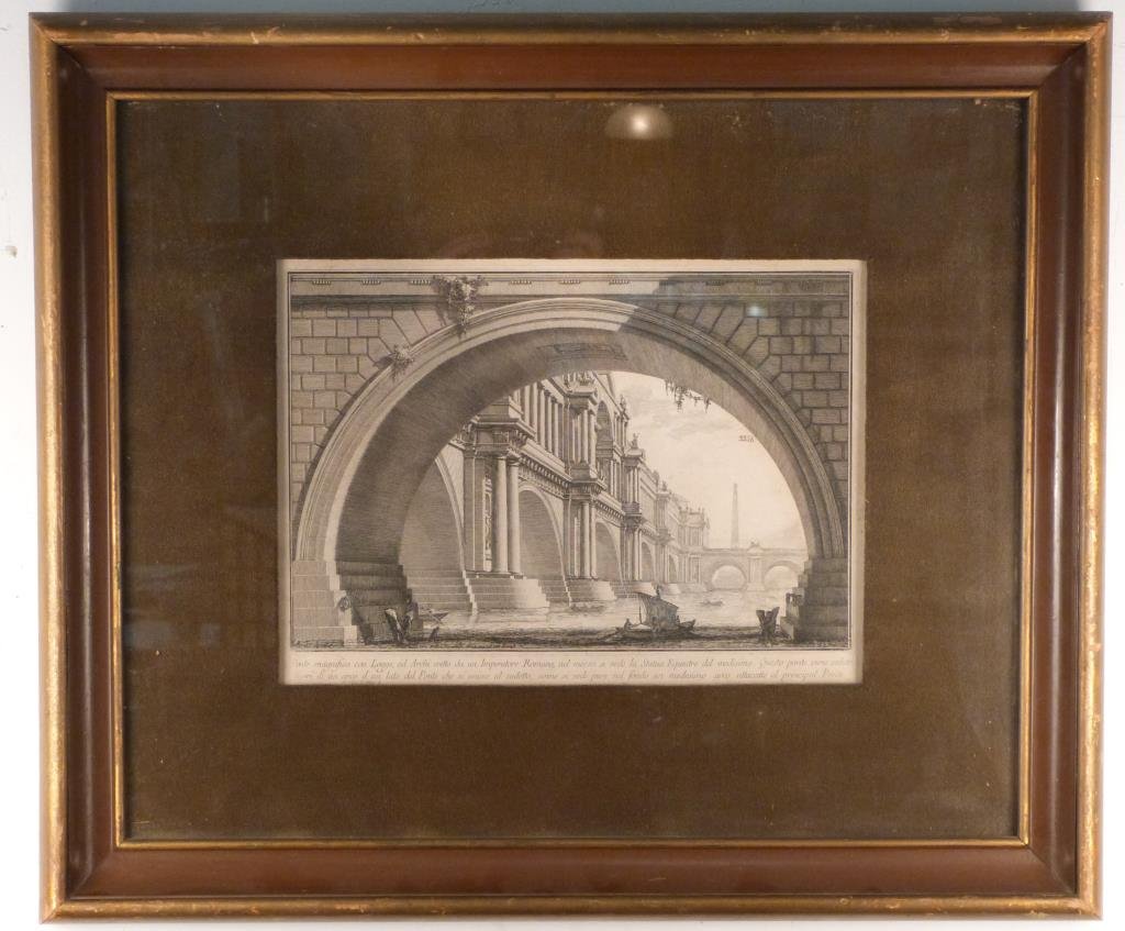 After Giovanni Battista Piranesi - Etching: Cityscape, 11" H x 15" W (22" x 26")