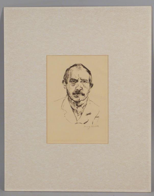 Lovis Corinth (German, 1858-1925): Self-Portrait, lithograph, c. 1920. 9.5"H x 6.5"W