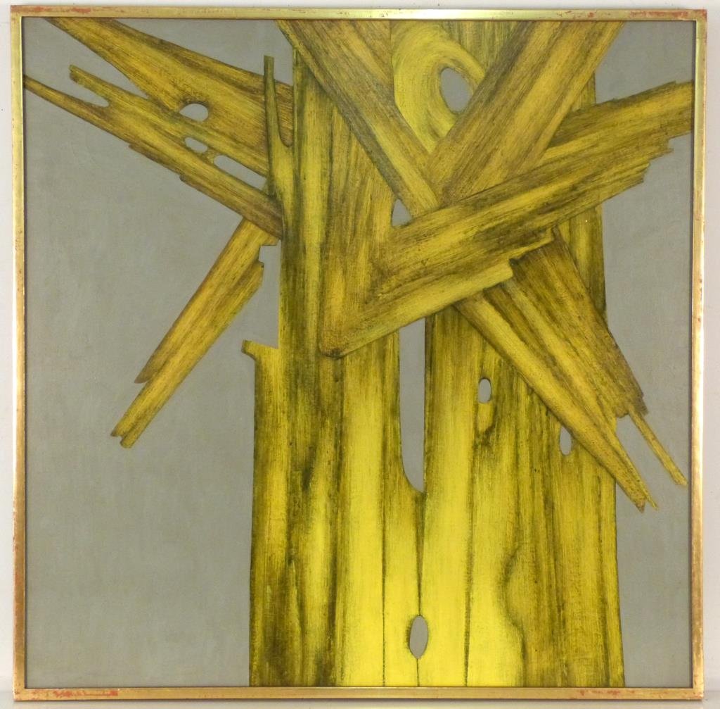 Christian Lemesle (French b. 1932) - Oil on Canvas: L'arbre mort, signed on back, David B. Findlay Galleries label, 35 1/4" x35 1/4" (36" H x 36"). Signed and titled on canvas back.