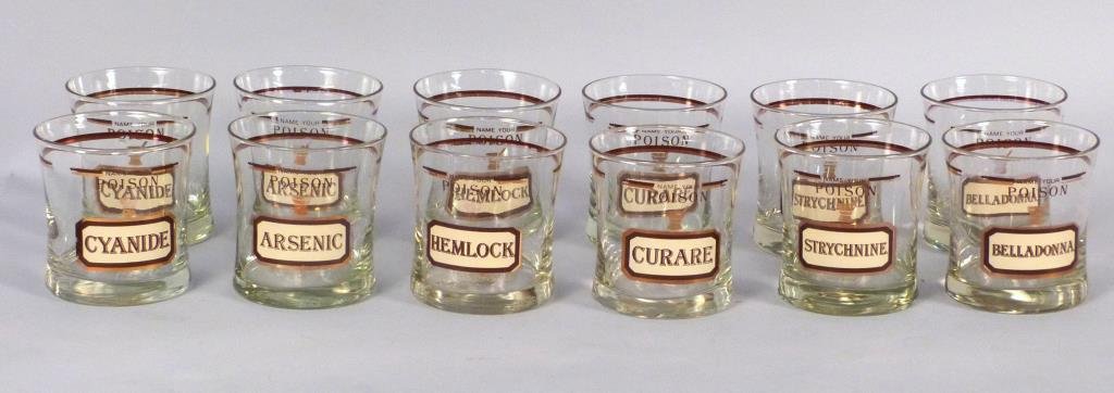 12-Piece "Name Your Poison" Highball Set: By Cera Glass, good condition.