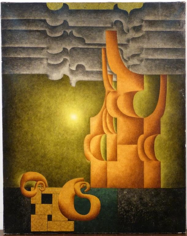 Christian LEMESLE (French, b. 1923) - Oil: Le Vieil Arbre, oil on canvas, signed and dated '70 lower right, abrasion upper right, small losses to paint at corners, 36 1/4" H x 29" W.