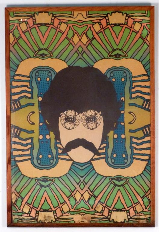 Peter Max Lithographic Poster: Self Portrait. 35 1/2" H X 23 1/2" W (37" X 25"). Water damage to lower edge.