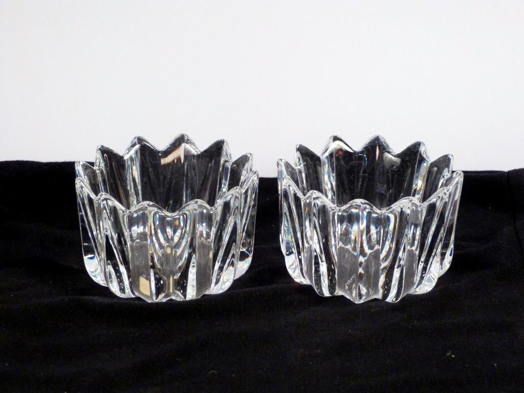 Pair of Orrefors Bowls: Signature inscribed on bottom, no chips.