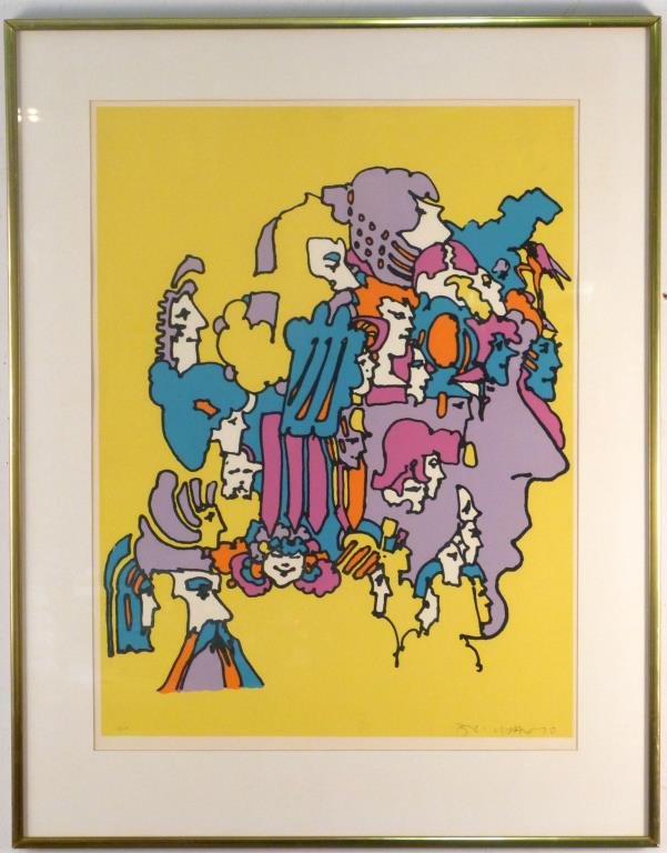 Peter Max (German/ American b. 1937) - Serigraph: Multiple figures in profile, SLR, Edition 10/100. 28" H X 21" W (36 1/2 X 29").
