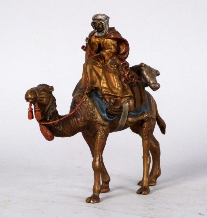 Cold Cast Vienna Bronze: Arabian on camelback, unsigned. 5" T.