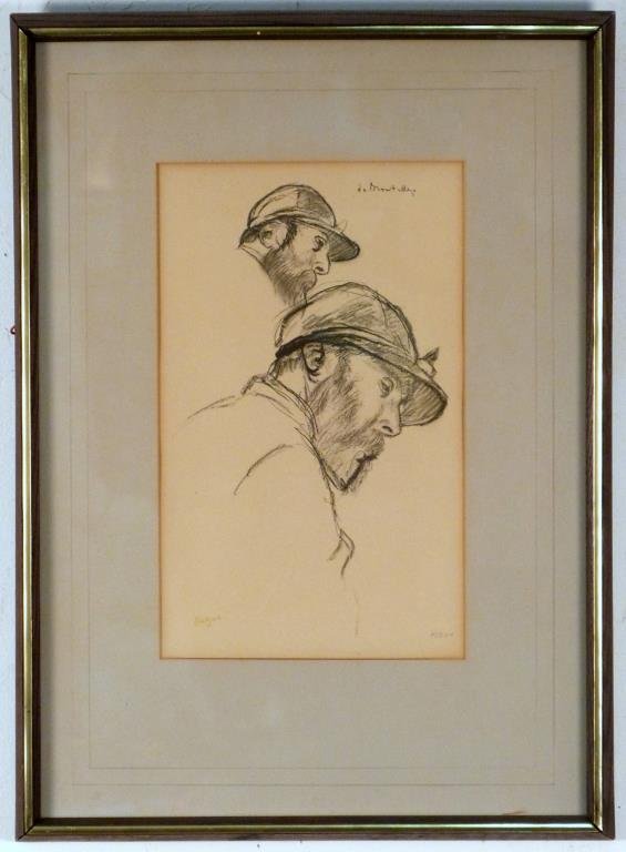Edgar Degas (French,1834 - 1917): "Study of a Jockey (M. de Broutelles)," lithograph, sll possibly in plate, numbered 95/250, with raised fleur-de-lis seal.matte burn. 13 " H X 8" W (22" X 16").