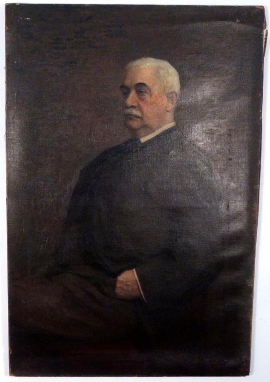 Attr. Augustus Vincent Tack (American, 1870-1949): Man in Blue Coat with Blue Trousers, oil on canvas, unsigned, 54" H X 36" W. Noted on verso "Acquired from the estate of Agnes Gordon Tack by 1959."