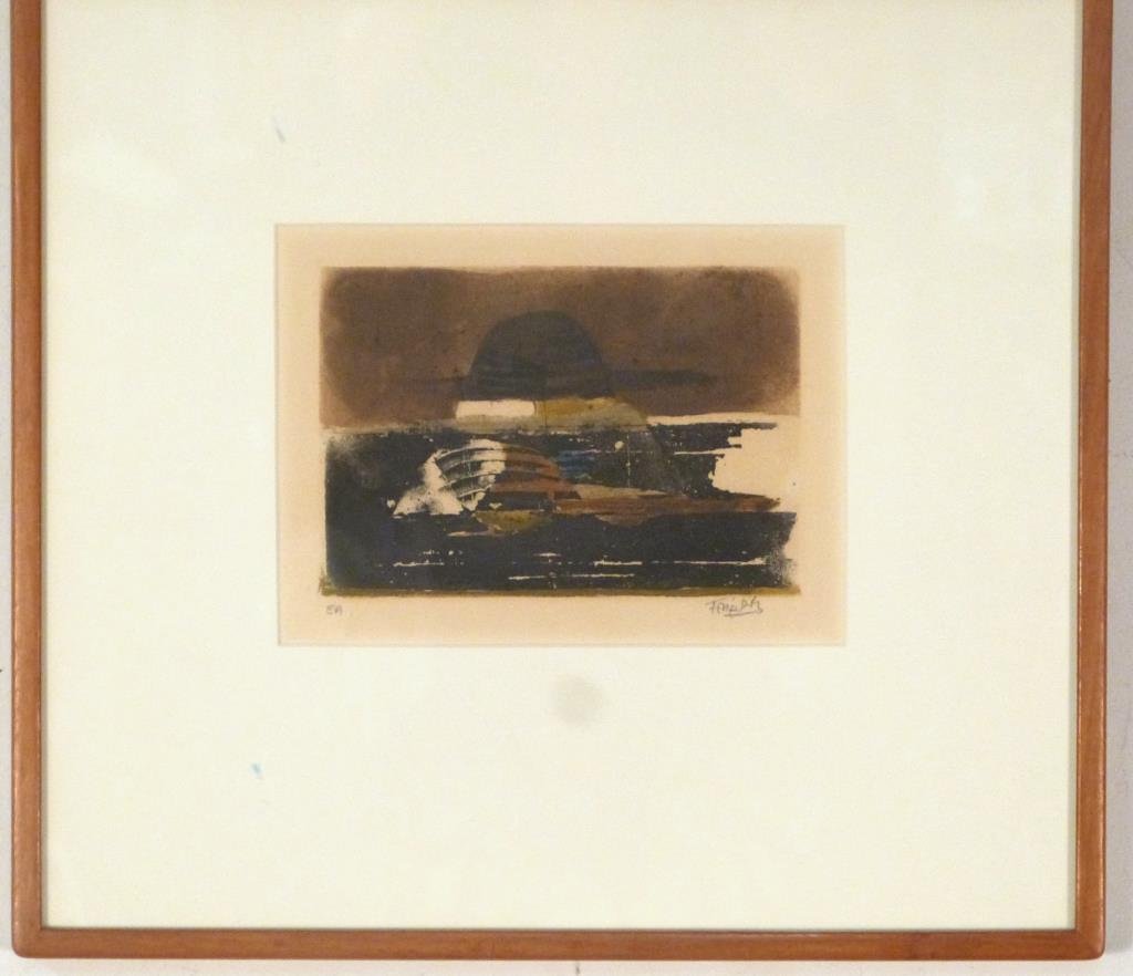 Johnny Friedlaender (French/German, 1922-1992): Abstract, aquatint, slr, artist's proof, 7" H X 9" W (16" X 17 1/2").