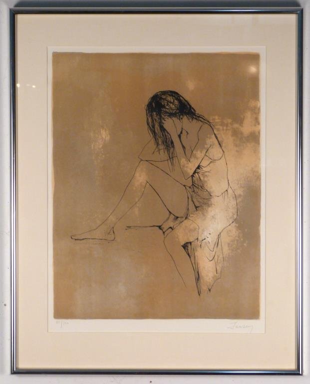 Jean Leon Jansen (French-American, b. 1920)- Litho: Woman with long hair, lithograph, numbered 111/120. 22" H X 17" W (30" X 24").