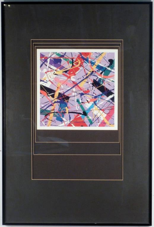 Unsigned Print - Abstract - Titled: Silver Sunset II, quadruple matted. 13" H X 13" W (36" X 24").