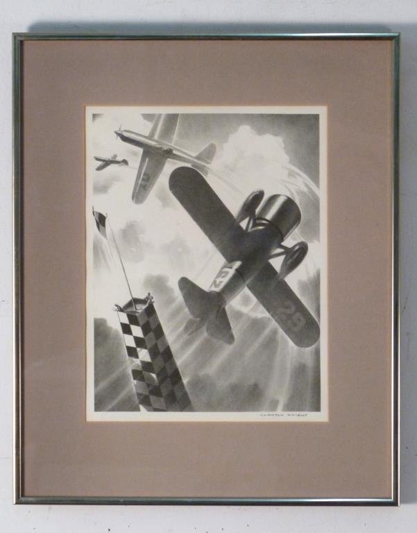 Clayton Knight (1891-1969) Lithograph: World War II era fighter planes, signed in plate. 12 1/2" H X 9 1/2" W ( 20" X 16 1/2").