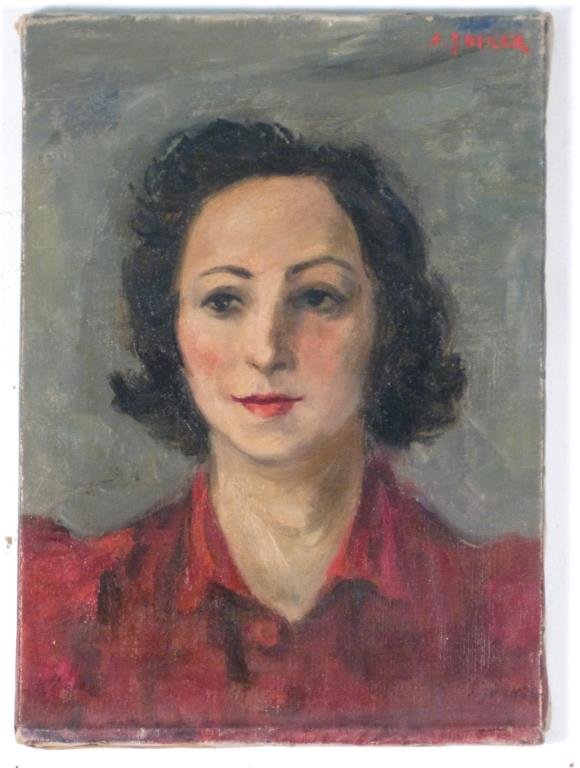 Jacques Zucker (Polish, 1900 - 1981) - Painting: Portrait of a woman, oil on canvas, signed upper right. 18 1/4" H X 13" W. With artist monograph. With Book.