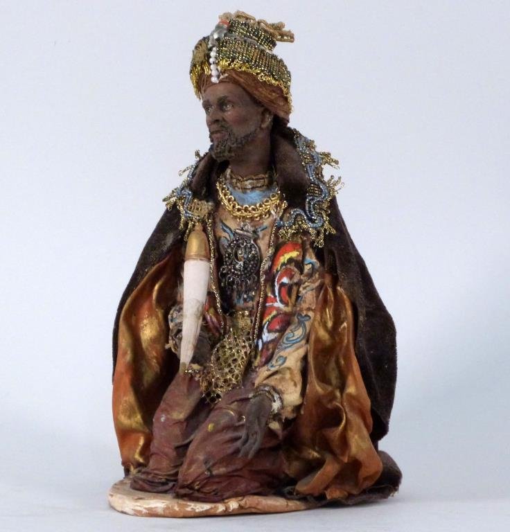 Angela Tripi (Italian) - Mixed Media Arabian: Terracotta, cloth, beads, etc. 9 1/2" H. (377 Rector Place Estate)