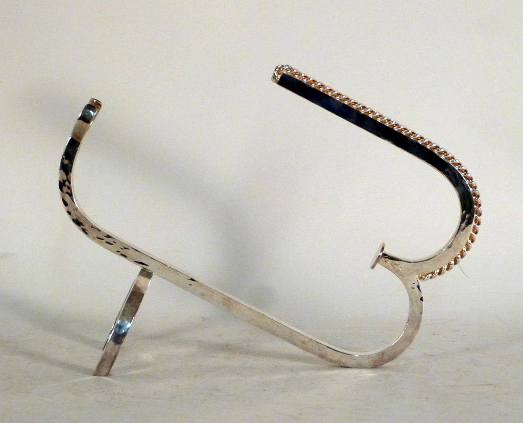 Meurgey Silver Plated Wine Holder: With rope pattern. 8 1/2" H. (From an East Side Townhouse)