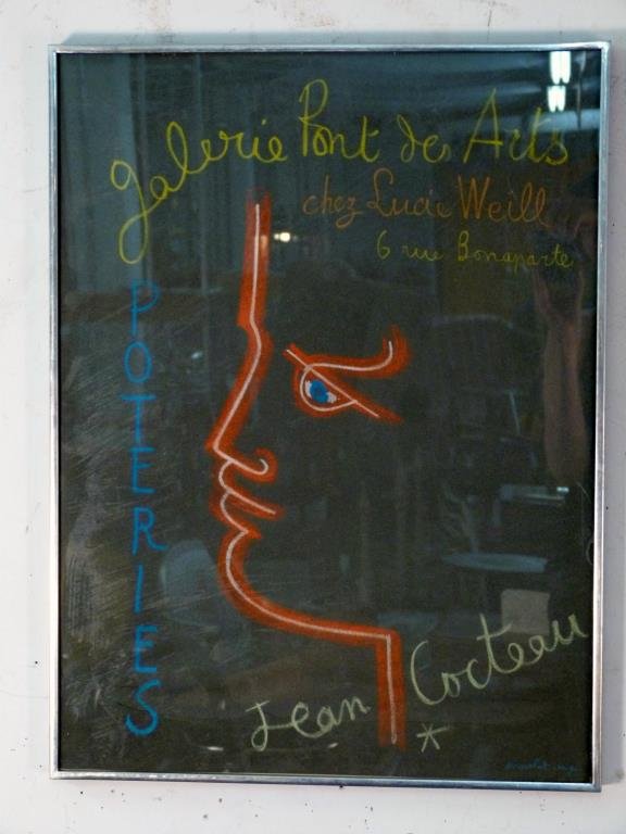 Jean Cocteau Poster: "Poteries," framed. 26" H X 19 1/2" W.