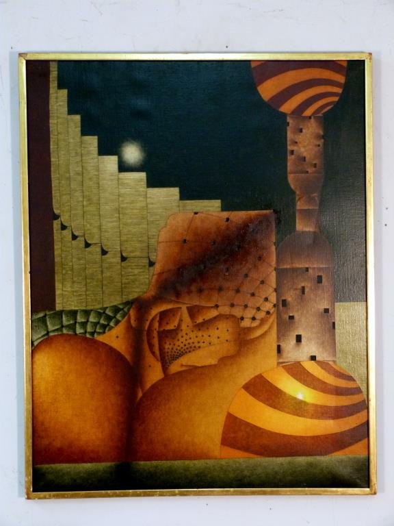 Christian Lemesle (French, B. 1932)- Oil on Canvas: "Le Jouseuse d'Orgue," signature inscribed upper left. 36 1/4" H X 29" W. David Findlay label on verso.