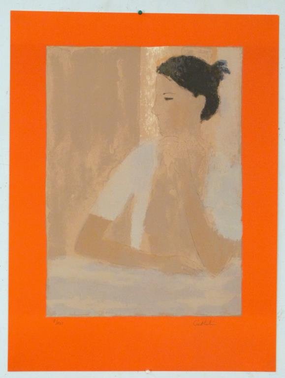 Bernard Cathelin (French, 1919-2004) - Lithograph: "Nu au Casaquin Blanc," numbered 8/125, signed lower right. 30 1/4" X 22 1/4".