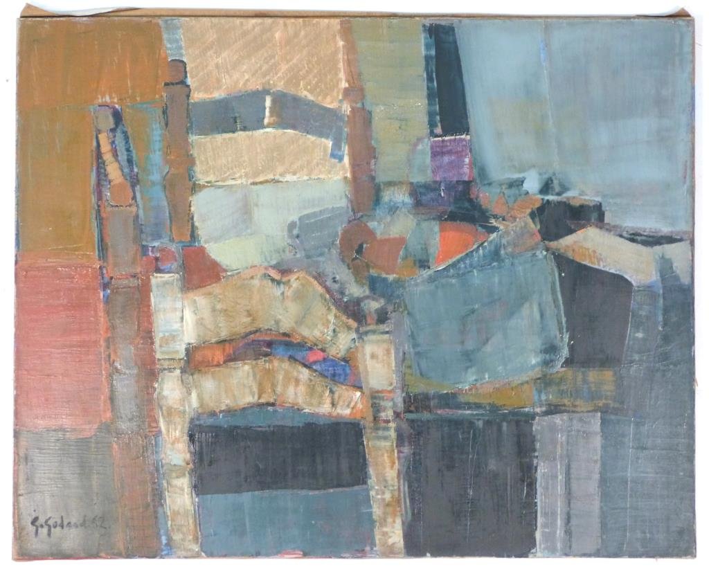 Gabriel Godard (French, b. 1933) - Oil on Canvas: N. M. Aux Chaise, signed lower left. 29" H X 36" W. Findlay Galleries stamp on verso.