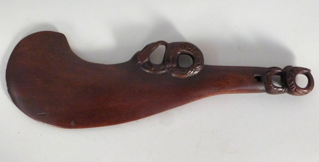 Maori Kotiate Club: Carved wood. 15 1/2" L X 5" D.