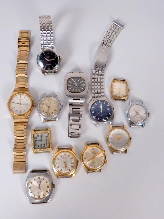 12 Assorted Men's Watches & Parts: Including Bulova, Tissot, Belforte, Elgin, Gruen, etc.