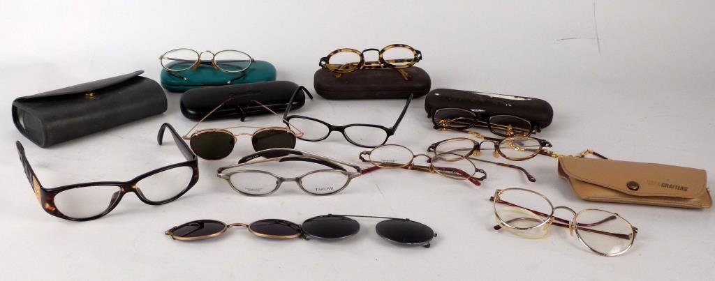 Assorted Fashion Reading & Other Glasses: Brands including Christian Dior, Armani, Calvin Klein, Artifacts, Takumi, and Revolution. (Prospect Park Brooklyn Property)