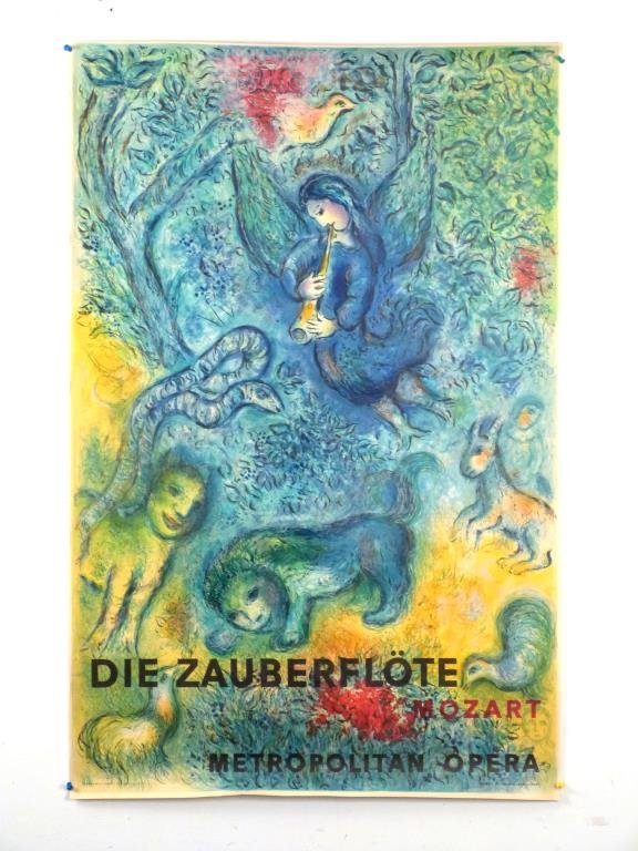 Marc Chagall (French, 1887-1985) - Litho Poster: Die Zauberflote, Mozart / Metropolitan Oprea. (The Magic Flute). Lower left D'Apres Marc Chagall - Ch. Sorlier Grav / lower right marked Printed in France_ © Mourlot. 39 1/2" H X 25 1/2" W. (Brooklyn