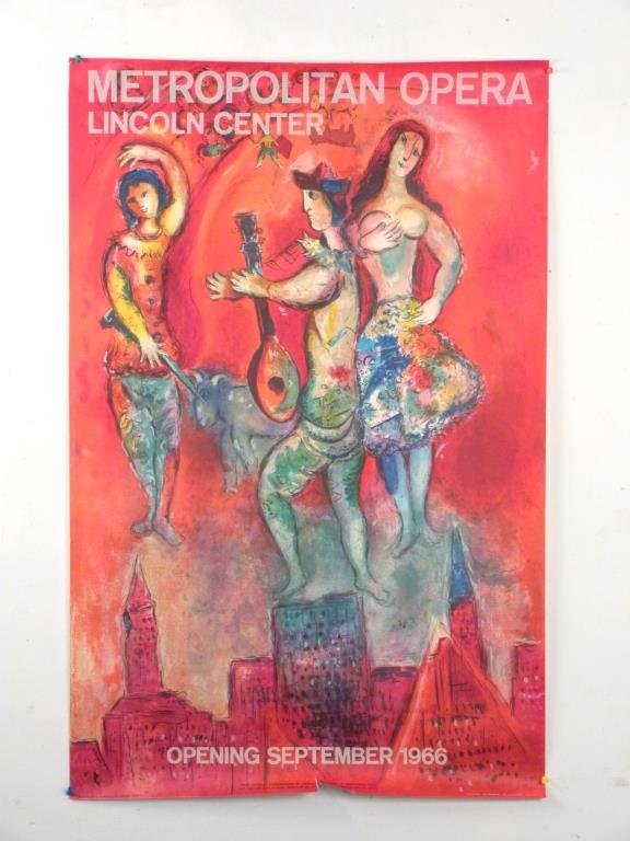 Marc Chagall (French, 1887-1985) - Litho Poster: Metropolitan Opera Lincoln Center, Commissioned by Lincoln Center. Lower left D'Apres Marc Chagall - Ch. Sorlier Grav. / lower right marked Printed in France_ © Mourlot.. 39 1/2" H X 25 1/2" W. 1" te