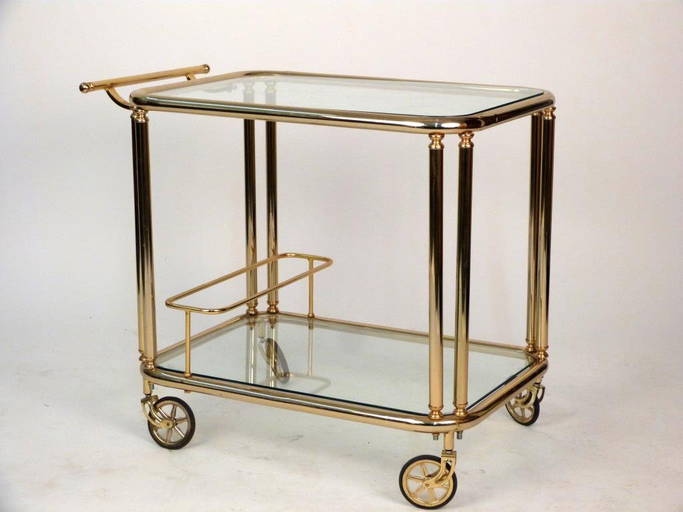 2 Tier Brass Plated Bar Cart