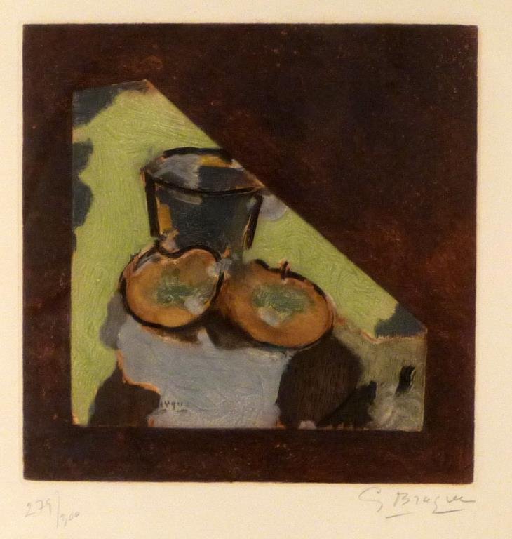 Georges Braque (French, 1882-1963)- Lithograph: Still life, signed in plate lower left and in pencil lower right, numbered 279/300, 17" H X 17" W (24" X 24").