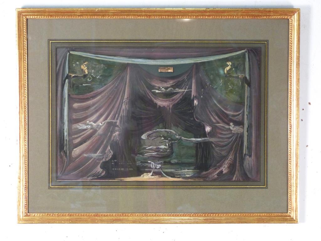 Eugene Berman (Russian, 1899-1972) - Screenprint: Set design, signed upper middle in plate, on paper. 13" H X 20" W (21" X 27"). (From a 45 Sutton Place South Former Jewelry Designer)