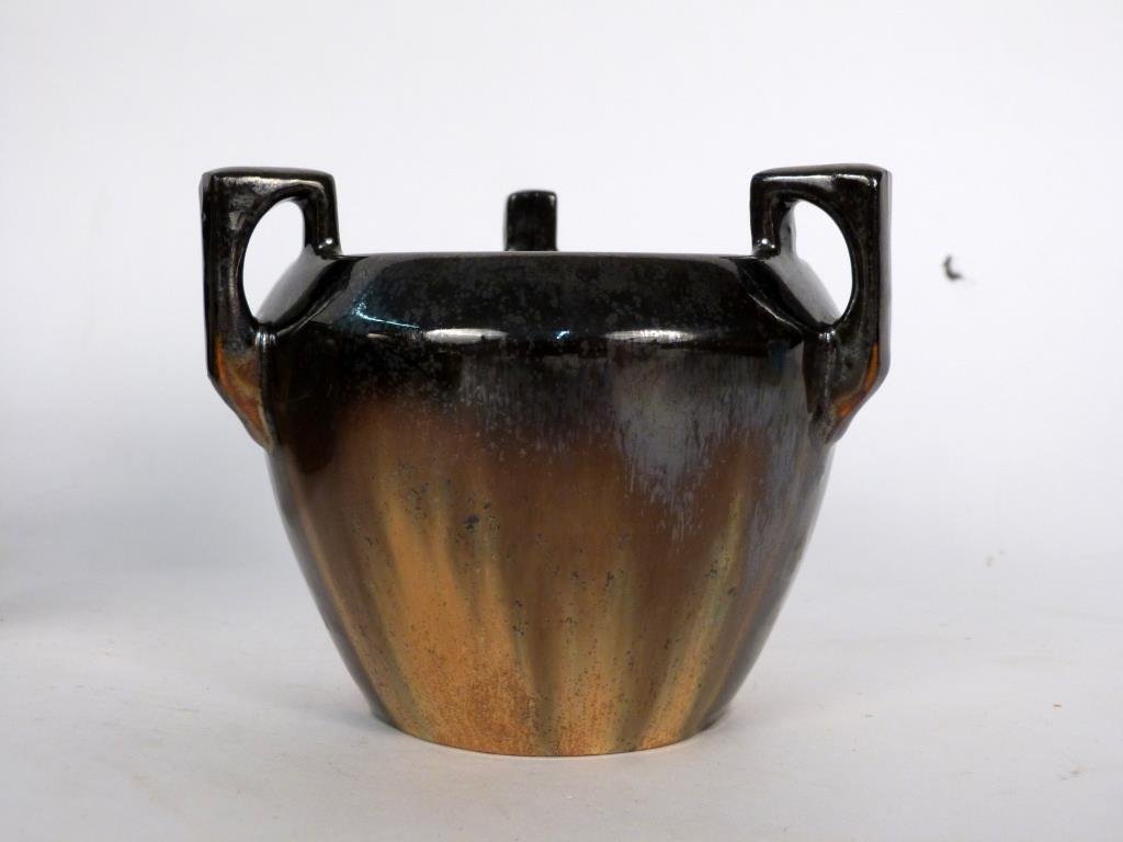 Fulper American Art Pottery Jar: 3 handles. 4 1/4" H.