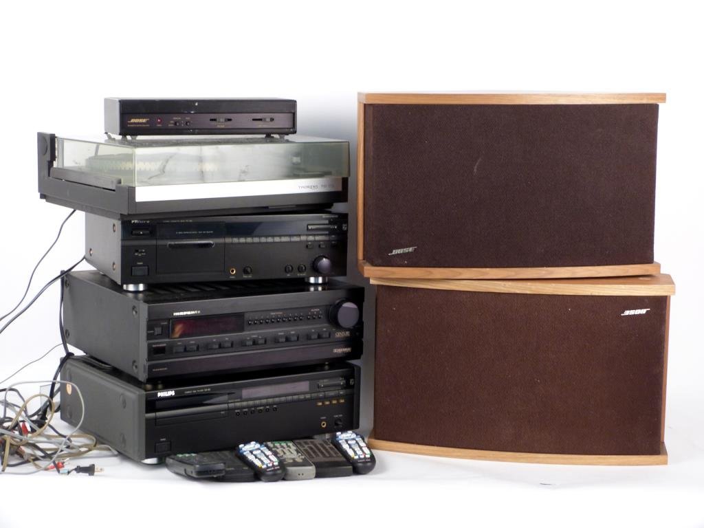 Assorted Stereo Equipment: Brands including Bose, Phillips, Thorens and Marantz. (320 Central Park West Estate)