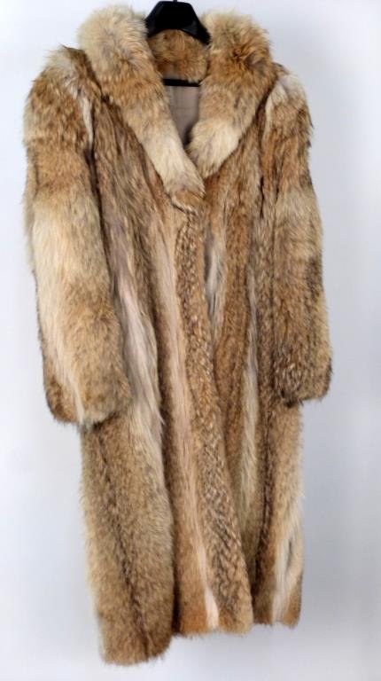 Ladies 3/4 Length Fur Coat: White and brown. Made in Canada. (Rye, NY Estate)