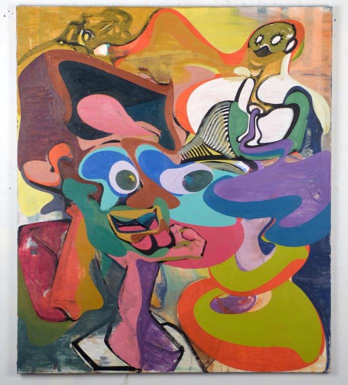 Signed Stauss - Oil on Canvas: Phanomen," signed and dated "97 on verso. 41 1/2" H X 35 1/2" W. (145 Central Park West Estate)"