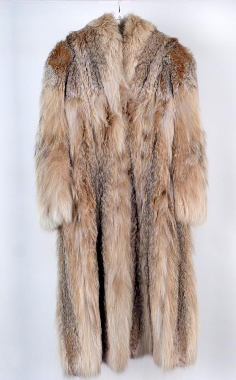 Ladies 3/4 Length Fur Coat: White and brown.