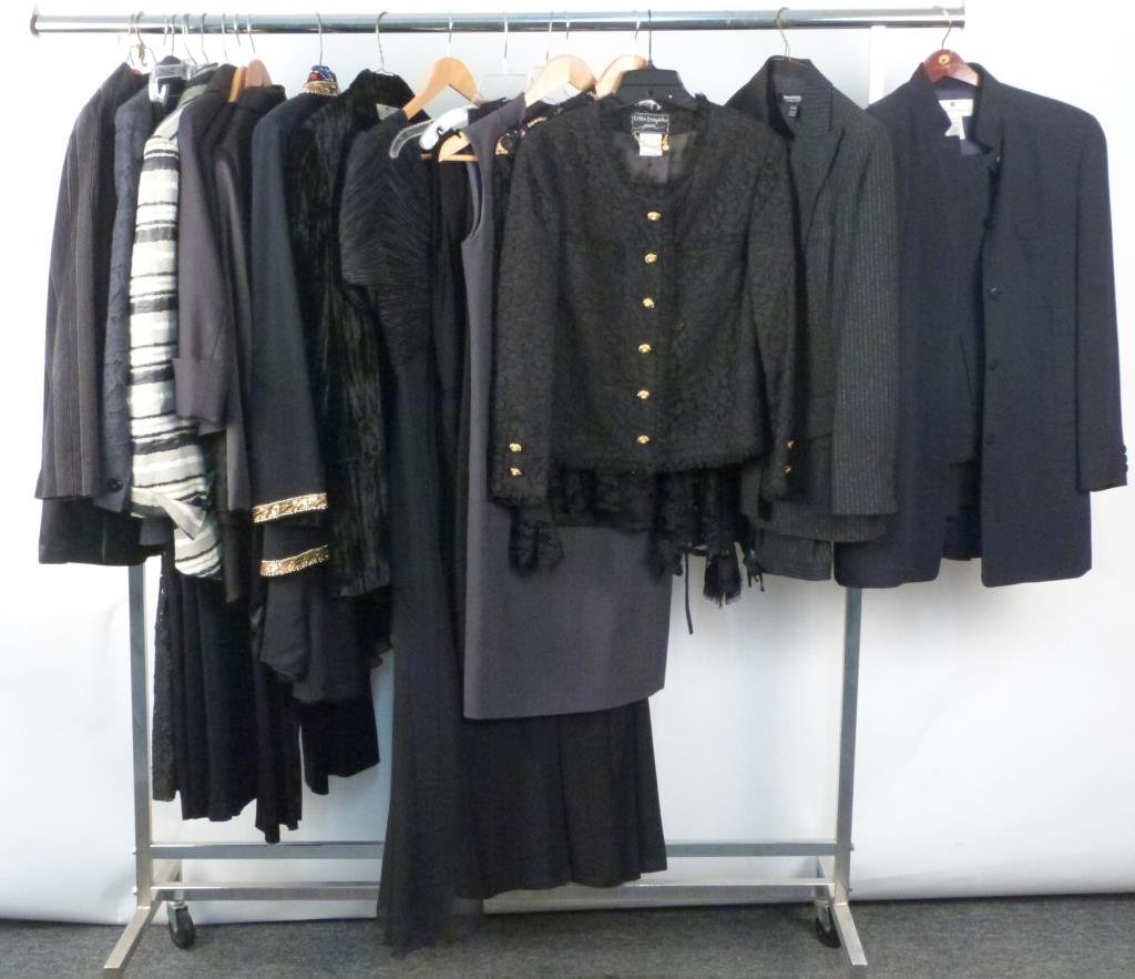 Assorted Women's Clothing: Brands including Giorgio Armani, Tomasi, Louis Feraud, and Black Tie, small sizes.