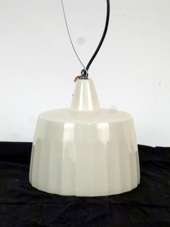 Produzione Privata Pendant Fixture: White enamel. 8 1/2 H X 9" D."