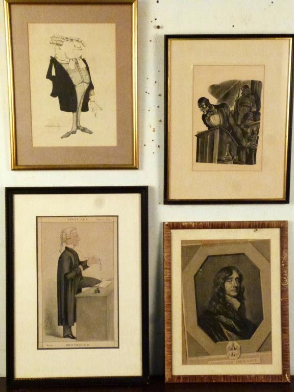 4 Law Related Prints of Men: Vanity Fair, Mid-Century Russian, etc. (20 X 15"). (From an East 79th Street Estate)"