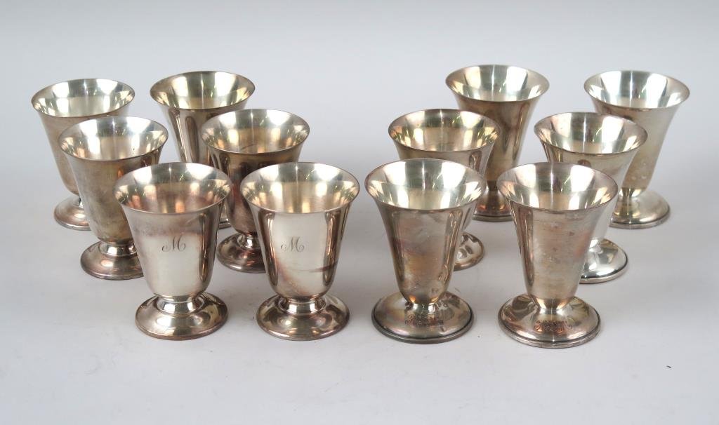 Set of 12 Similar Sterling Silver Cordials (1 of 3)