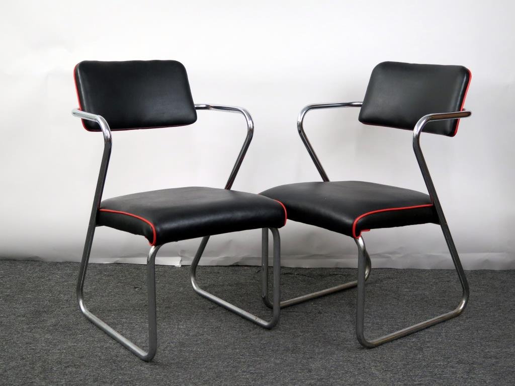 Pair Gilbert Rohde Tubular Chrome Chairs (1 of 2)