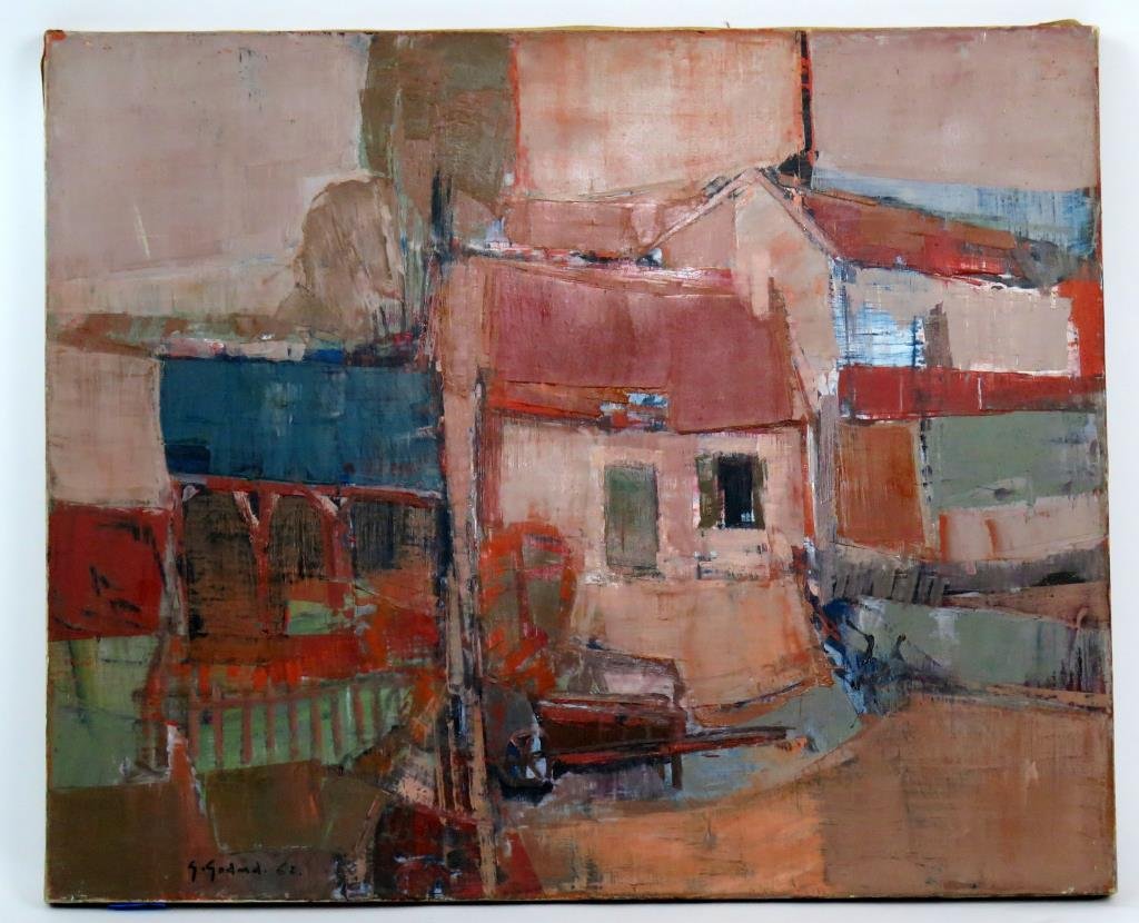 Gabriel Godard (French, b. 1933) - Oil on Canvas: Ferme a Landivisian," signed and dated '62 lower left. 23.5" H X 28.75" Findlay stamp on reverse."