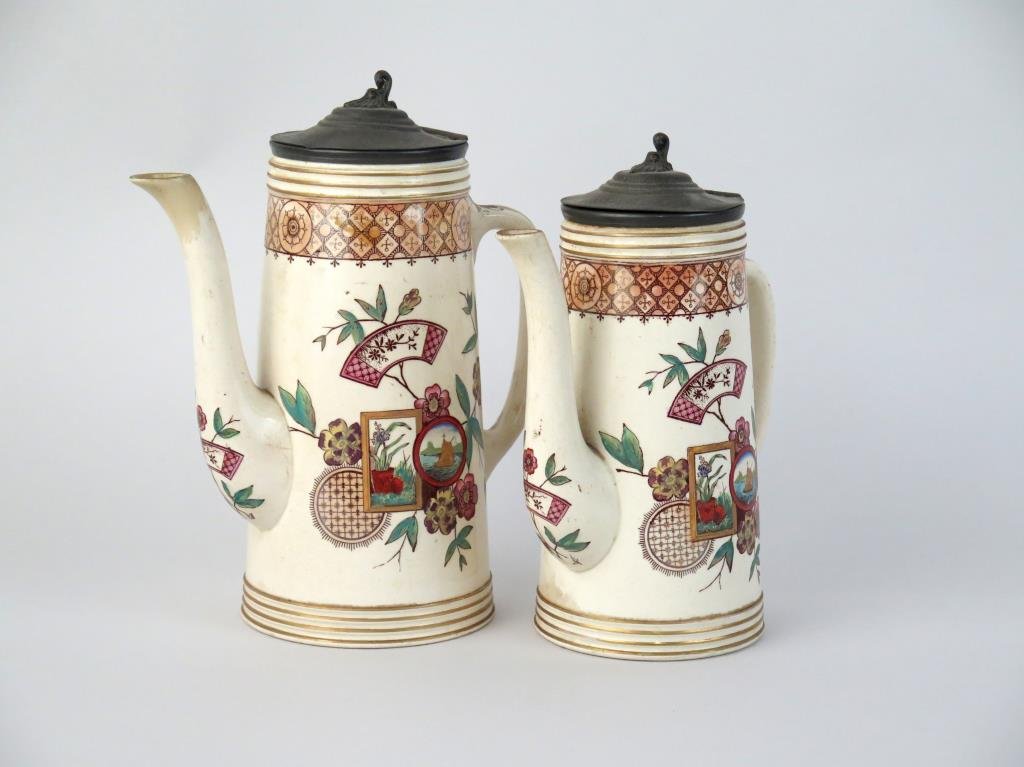 2 English Porcelain Transfer Ware Tea Pots (1 of 4)